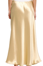 Load image into Gallery viewer, Gold Beige Satin Long Skirt (w/ elastic waist)
