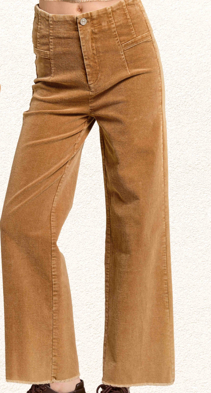 Camel Mineral Washed Corduroy Jeans