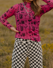 Load image into Gallery viewer, Hot Pink &quot;Buy You a Drink&quot; Mesh Long Sleeve Top
