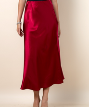 Load image into Gallery viewer, Red Satin Midi Skirt
