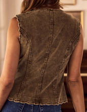 Load image into Gallery viewer, Olive Scallop Edge Washed Corduroy Vest
