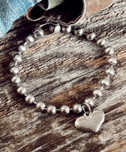 Load image into Gallery viewer, Brushed Stainless Steel Heart Charm Bracelet
