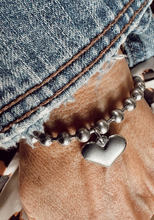 Load image into Gallery viewer, Brushed Stainless Steel Heart Charm Bracelet
