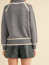 Load image into Gallery viewer, Gray Turtleneck Sweater w/ White Trim Detail
