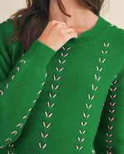Load image into Gallery viewer, Green &amp; Pink V-Stich Pattern Sweater
