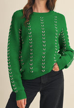 Load image into Gallery viewer, Green &amp; Pink V-Stich Pattern Sweater
