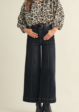 Load image into Gallery viewer, Black Wide-Leg Jeans w/ Pin Tuck Detailing

