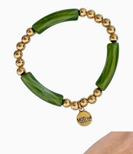 Load image into Gallery viewer, Green Sparkly Tube Bead Bracelet
