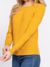 Load image into Gallery viewer, Deep Mustard Long Sleeve Crew Neck Sweater
