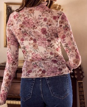Load image into Gallery viewer, Rose Colored Floral Mesh Long Sleeve Shirt
