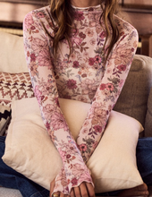 Load image into Gallery viewer, Rose Colored Floral Mesh Long Sleeve Shirt
