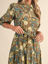 Load image into Gallery viewer, Olive Floral Midi Dress
