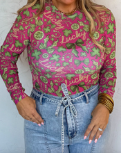 Load image into Gallery viewer, St. Patrick's Lucky Mesh Long Sleeve Top

