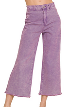Load image into Gallery viewer, Violet Acid-Washed Jeans w/ Frayed Hem
