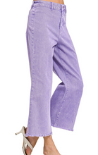 Load image into Gallery viewer, Violet Acid-Washed Jeans w/ Frayed Hem

