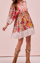 Load image into Gallery viewer, Rose Floral Bubble Sleeve Dress
