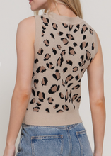 Load image into Gallery viewer, Sleeveless Taupe Animal Print Sweater
