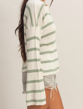 Load image into Gallery viewer, Sage Green Stripe Lightweight Long Sleeve Sweater
