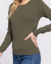 Load image into Gallery viewer, Olive Long Sleeve Crewneck Sweater
