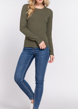 Load image into Gallery viewer, Olive Long Sleeve Crewneck Sweater
