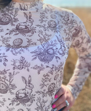 Load image into Gallery viewer, Cream &amp; Brown Bunny &amp; Easter Long Sleeve Mesh Top
