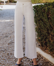 Load image into Gallery viewer, White HIgh-Rise Wide-Leg Jeans w/ Raw Hem

