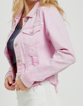 Load image into Gallery viewer, Pink Denim Jacket w/ Framed Hem
