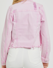 Load image into Gallery viewer, Pink Denim Jacket w/ Framed Hem
