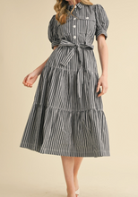 Load image into Gallery viewer, Black &amp; White Stripe Midi Dress
