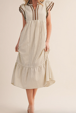 Load image into Gallery viewer, Cream &amp; Coco Stripe Midi Dress
