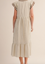 Load image into Gallery viewer, Cream &amp; Coco Stripe Midi Dress
