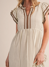 Load image into Gallery viewer, Cream &amp; Coco Stripe Midi Dress
