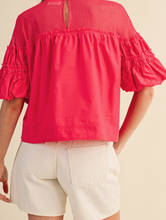 Load image into Gallery viewer, Raspberry Pink Bubble Sleeve Top

