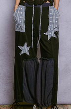Load image into Gallery viewer, Black Star Patch Gauze Jogger Pants
