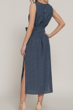 Load image into Gallery viewer, Navy &amp; White Stripe Sleeveless Midi Dress
