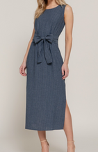 Load image into Gallery viewer, Navy &amp; White Stripe Sleeveless Midi Dress
