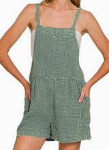 Load image into Gallery viewer, Jade Washed Double Gauze Tie-Back Romper
