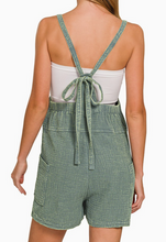 Load image into Gallery viewer, Jade Washed Double Gauze Tie-Back Romper
