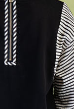 Load image into Gallery viewer, Black &amp; White Stripe Balloon Sleeve Shirt
