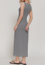 Load image into Gallery viewer, Black &amp; White Stripe Midi Dress
