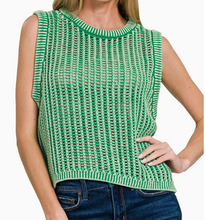 Load image into Gallery viewer, Green Fishnet Sweater Vest
