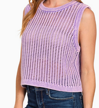 Load image into Gallery viewer, Lavender Fishnet Sweater Vest
