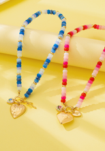 Load image into Gallery viewer, Colorful Beaded Necklace with Heart Charm
