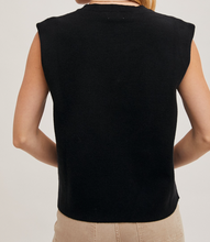 Load image into Gallery viewer, Black Crew Neck Sleeveless Muscle Knit Sweater
