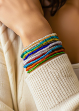Load image into Gallery viewer, 16-Strand Colorful Glass Bead Bracelet Set
