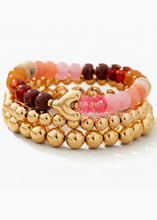 Load image into Gallery viewer, Resin Bead Heart Stretch Bracelet Set
