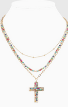 Load image into Gallery viewer, Layered Cross Beaded Pendant Necklace

