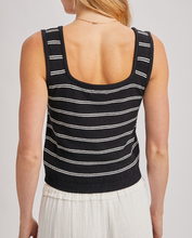 Load image into Gallery viewer, Black &amp; White Stripe Scoop Neckline Sleeveless Sweater
