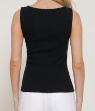 Load image into Gallery viewer, Black Boatneck Sleeveless Knit Top
