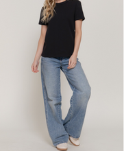 Load image into Gallery viewer, Black Soft Knit Jersey Tee
